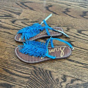 SAM EDELMAN VINTAGE BLUE VACATION FLAT SANDALS (size 5.5)